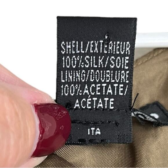 CLUB MONACO Olive Brown Silk Scoop Neck Sleeveless Knee Length Dress Size 2 - Picture 8 of 9